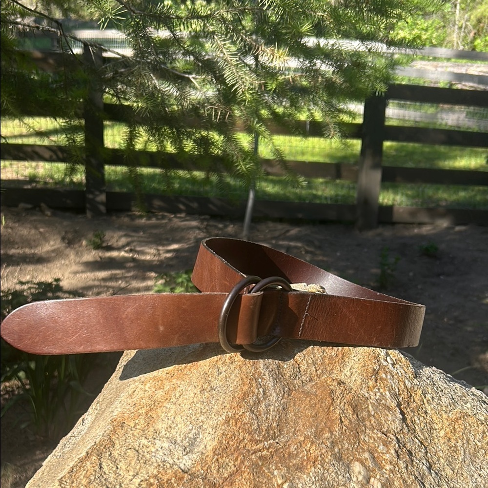Brown Leather Boho Hippie leather fold over belt